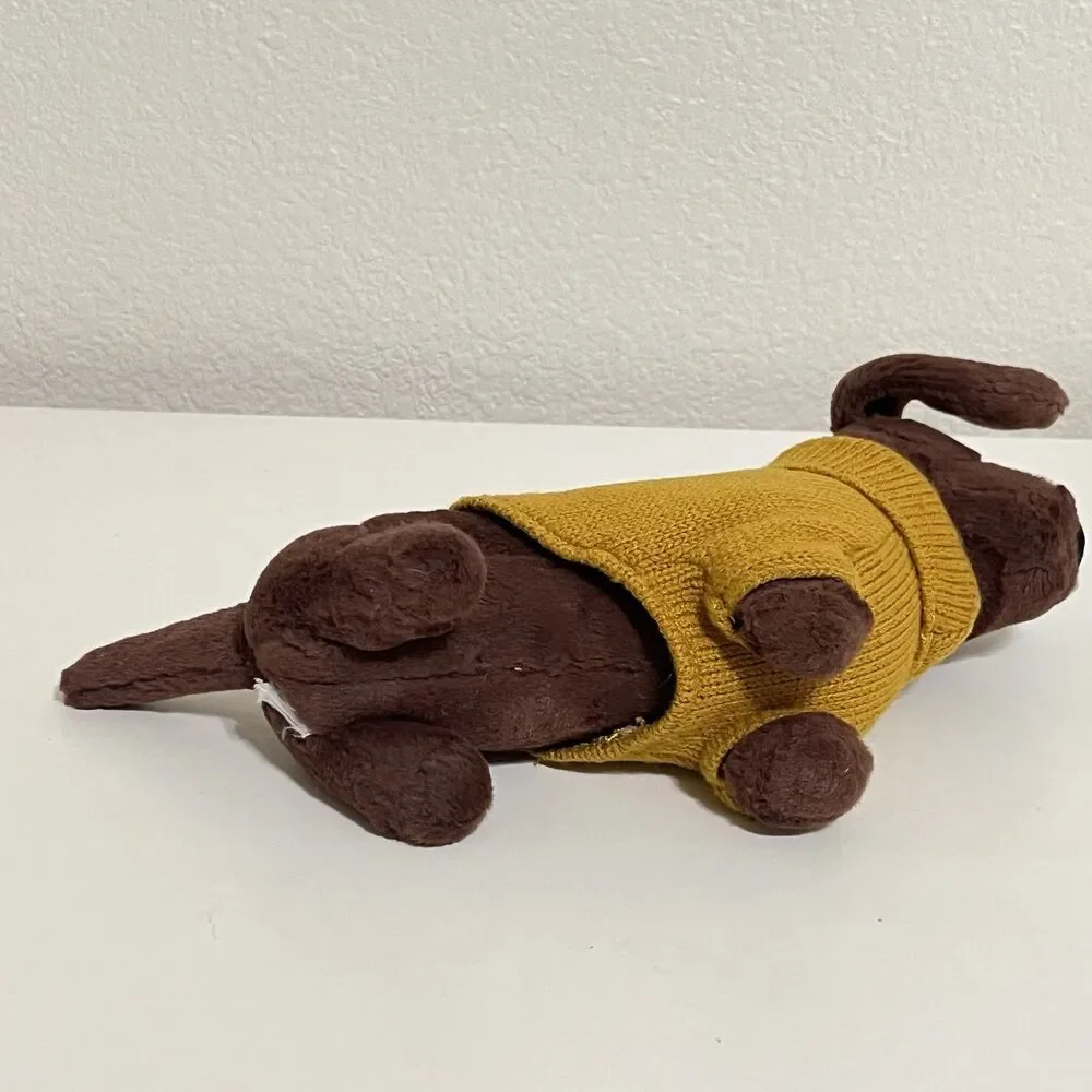 Jellycat Dachshund Yellow Sweater Sausage Dog Plush Stuffed Animal NO TUSH TAG